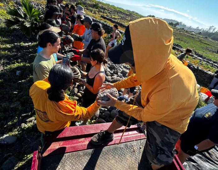 ILWU Local 142 Maui Division members participate in a mālama ʻāina work day restoring the historic Waiheʻe fishpond and wetlands.